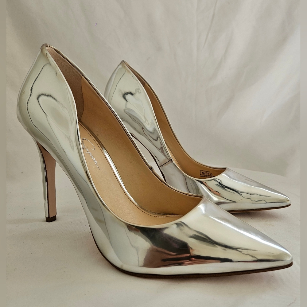 Jessica Simpson Shiny Silver Heels